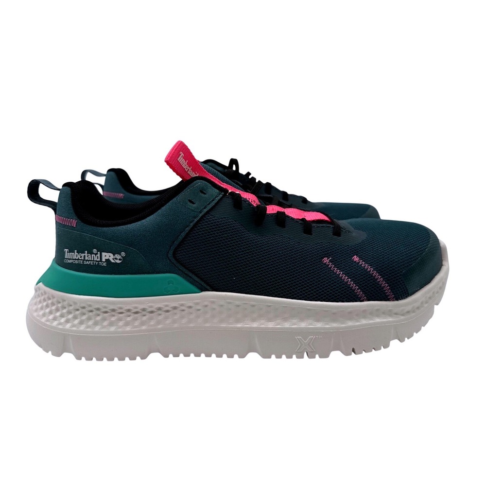 Timberland PRO Work Shoes Womens 8.5 Teal Pink Excellent Composite Toe EH Mesh